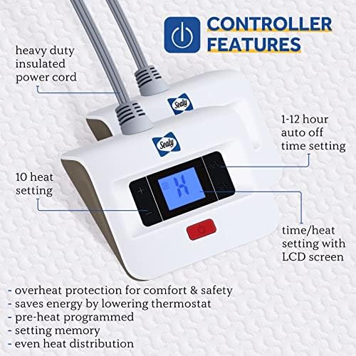 Sealy Queen Heated Mattress Pad with Dual Controller and 10 Heat Settings