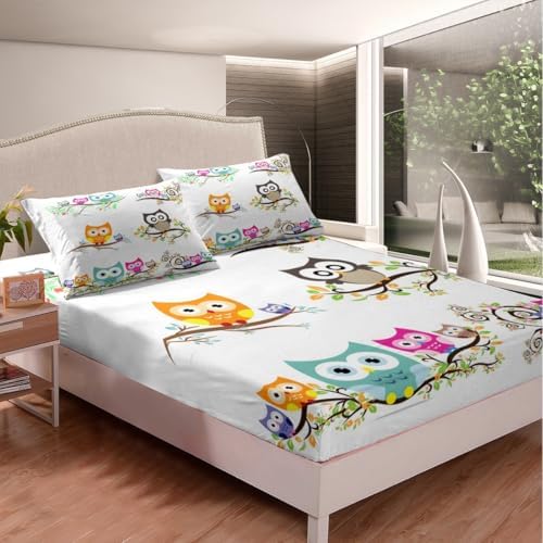 Feelyou Cartoon Owl Sheet Set Queen 4Pcs 1