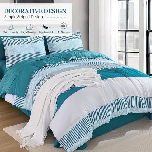 Cottolester Kids Teal Striped Comforter Set Full Size