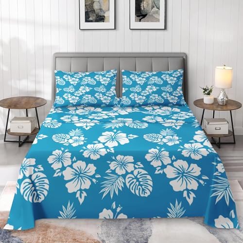 Pamnest Full Size Bed Sheet Set with Hibiscus Pattern