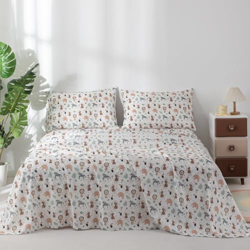 Jessrydo Full Sheet Set Kids 4 Piece Animal Pattern