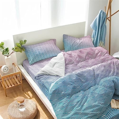 LooPoP 4PCS California King Duvet Set Soft Ombre Wave Pattern