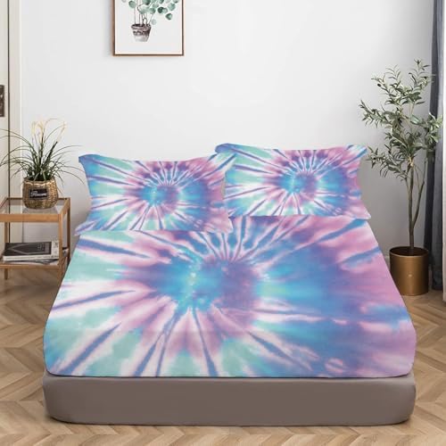MUSOLEI Tie Dye Fitted Sheet Set for Kids