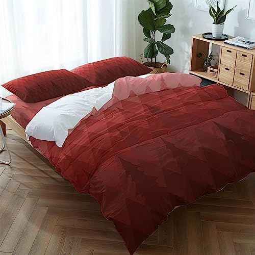 LooPoP Red Gradient California King Comforter Set 4PCS