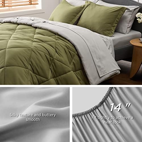 Bedsure Olive Green Twin XL Comforter Set