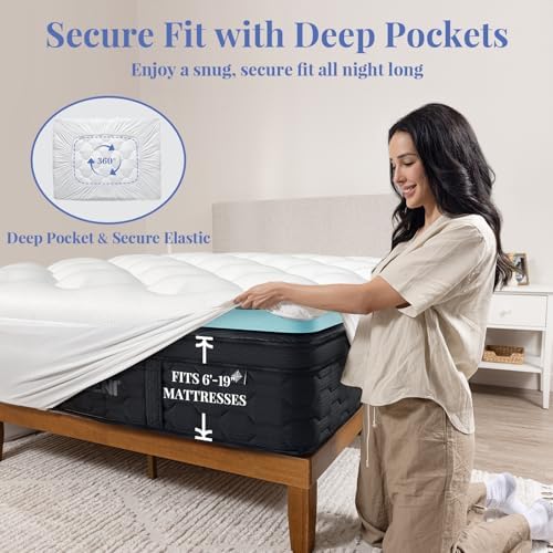 OhGeni 4 Inch Cooling Mattress Topper Dual Layer Queen