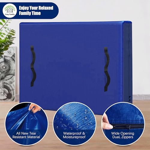 Cosy Family Mattress Encasement with 8 Handles - Queen Size Blue