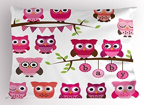 Ambesonne Cartoon Pillow Sham - 36 x 20 Inches Purple Brown Pink