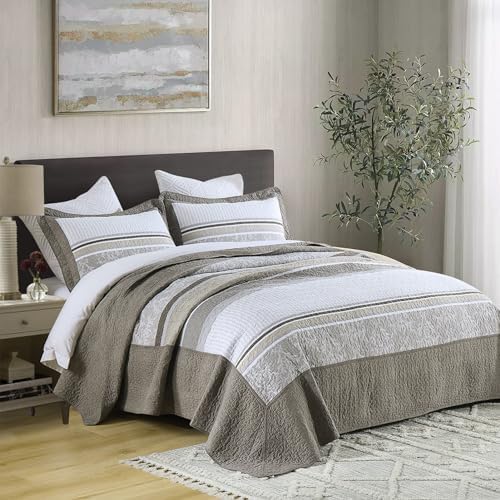 FineStichery King Bedspread Quilt 128 x 120 3 Piece Set
