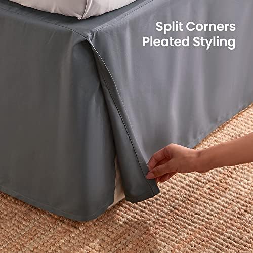 SLEEP ZONE Pleated Bed Skirt Twin Grey