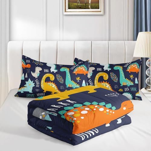 Smell Sunshine Dinosaur Comforter Set Dark Blue