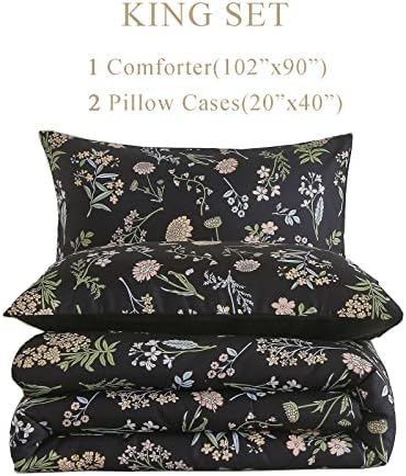 KAKIJUMN Floral Comforter Set King Size