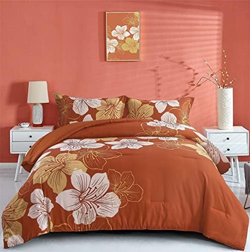 Menghomeus Burnt Orange Comforter Set Queen