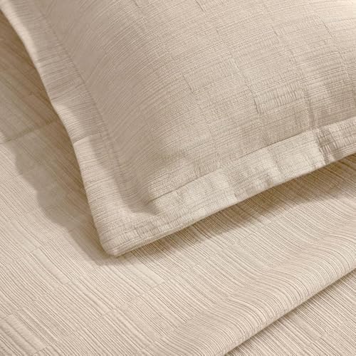 HOMECITY 3-Piece Bedspread Set 100 Cotton Beige Full