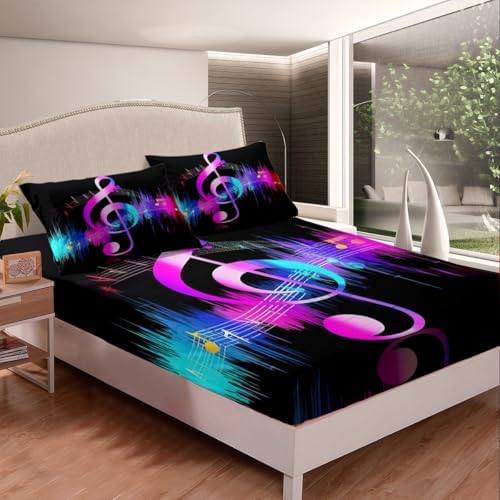 Feelyou Music Note Bed Sheet Set Queen 1