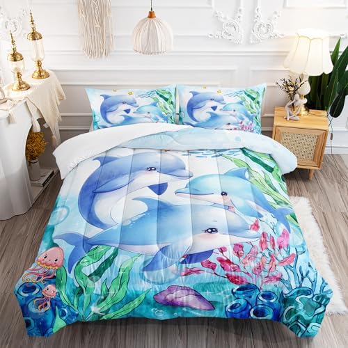 Ocean Animal Theme 3pc Comforter Set for Kids