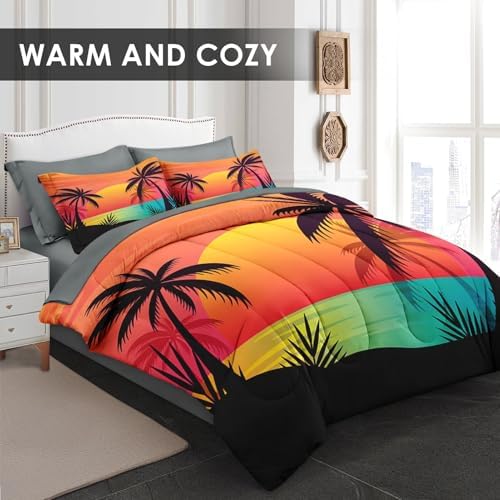 Pamnest Beach Sunset Comforter Set King Size 7 Pcs
