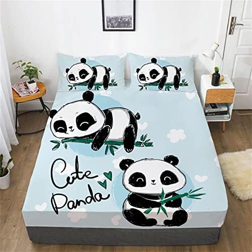 Wajade Blue Panda Sheet Set Queen Size 3D Print 1