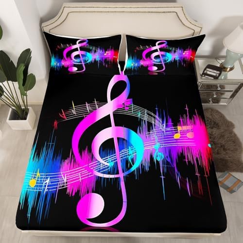 Feelyou Music Note Bed Sheet Set Queen 1