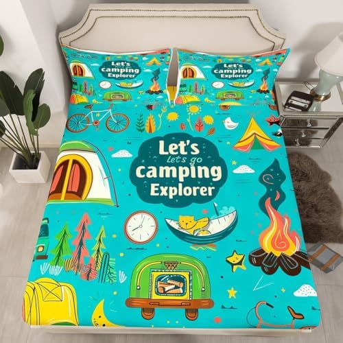Erosebridal Camper Fitted Sheet Twin Set for Kids