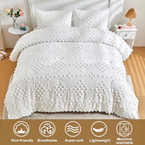 VIVILINEN 3-Piece Boho Tufted Dots Kids Bedding Set 1