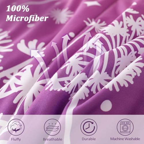 Menghomeus Ombre Pink Purple Comforter Set 7 Pcs Bed in a Bag