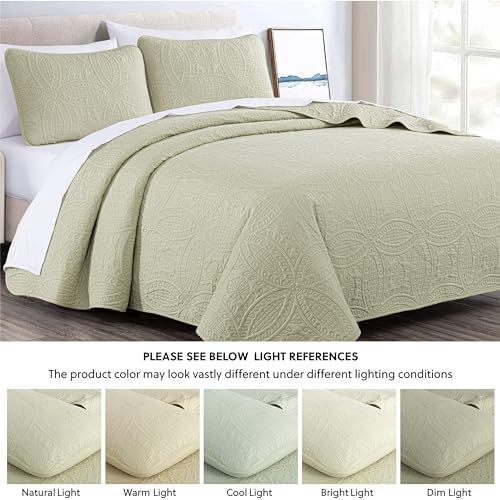 Chezmoi Austin Queen 3-Piece Bedspread Set Tan