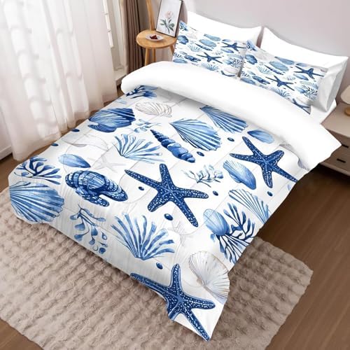 DJNEAR Blue Coastal Comforter Set King 1