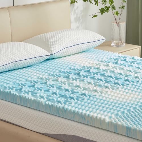 SINWEEK 2 Inch Gel Memory Foam Mattress Topper 5-Zone Pressure Relief