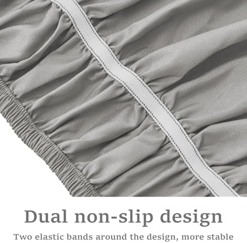 Adjustable Elastic Bed Skirts with Ruffles - Light Grey Twin