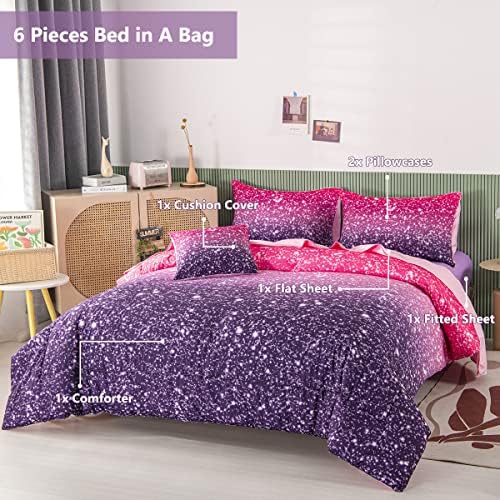 PERFEMET Purple Comforter Set Full Size 6Pcs