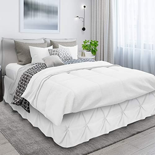 Nestl White Full Bed Skirt with Pinch Pleats