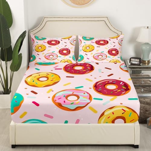 Feelyou Donuts Bed Sheet Set Pink Sweet Kids Bedroom Gift