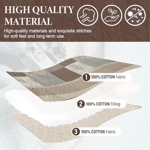 SahSahCasa 100 Cotton Bedspread Set 120x102 Reversible Plaid Paisley