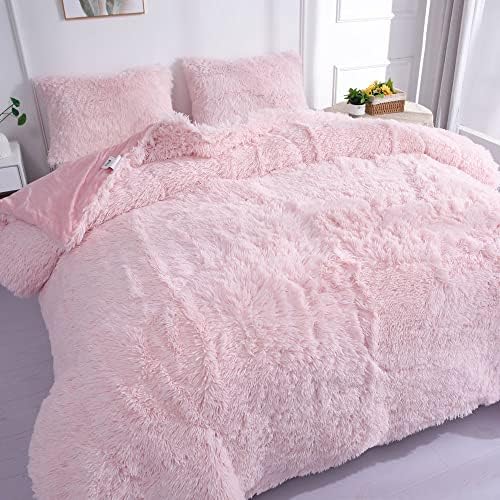 Chovy Light Pink Faux Fur Comforter Set 3PC