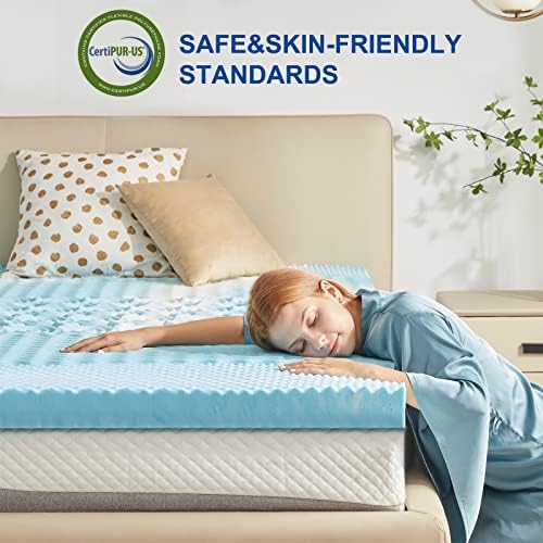 SINWEEK 2 Inch Gel Memory Foam Mattress Topper 5-Zone Pressure Relief