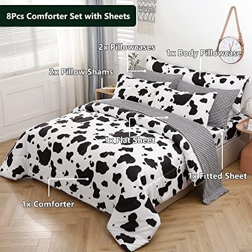 SUCSES Cow Print Comforter Set 8-Piece Kids Bedding