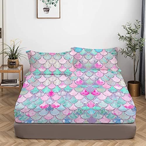 MUSOLEI Rainbow Mermaid Sheet Set 3D 3PCS Full