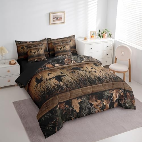 Erosebridal 7-Piece Camo Mallard Duck Comforter Set for Kids