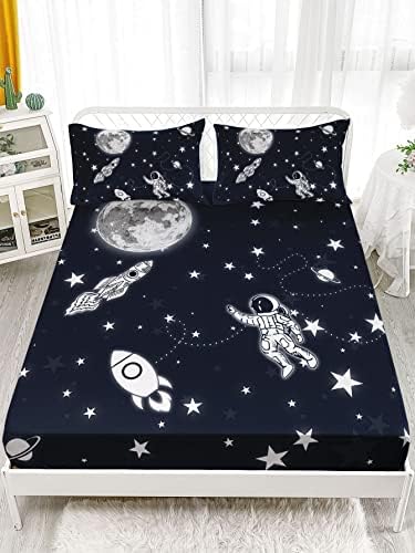 Datura Home Astronaut Space Sheet Bedding Set - 4Pcs Rocket Print