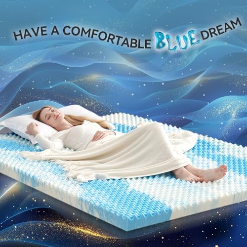 SINWEEK 2 Inch Egg Crate Mattress Topper Twin Blue