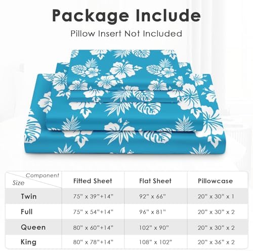 Pamnest Full Size Bed Sheet Set with Hibiscus Pattern