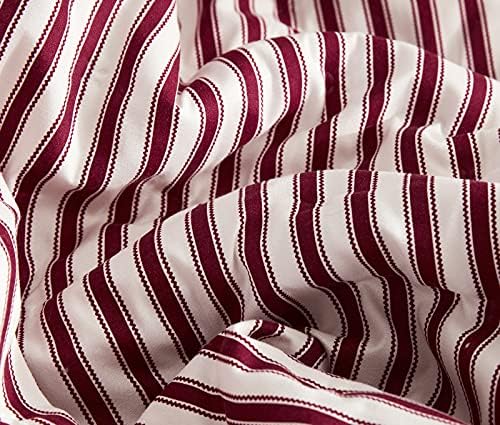 CHIXIN Ticking Stripe Ruffle Skirt Bedspread 3 Piece Set - Burgundy Red