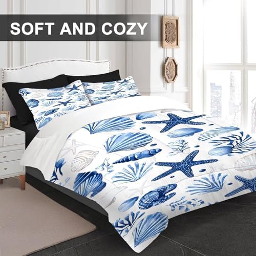 DJNEAR Blue Coastal Comforter Set King 1