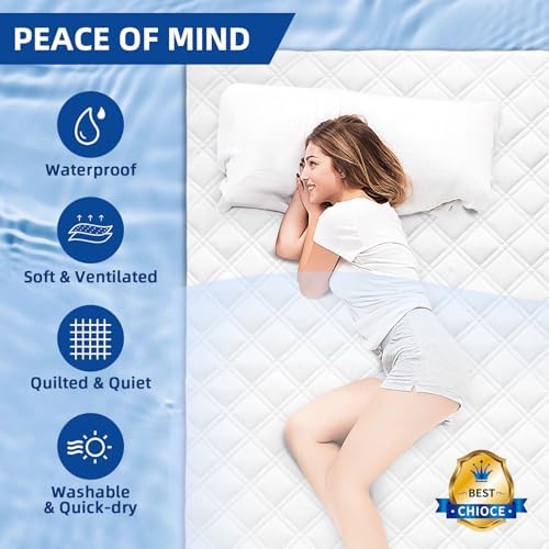 MEELUS King Mattress Protector Waterproof Breathable Fitted Deep Pocket 8-21