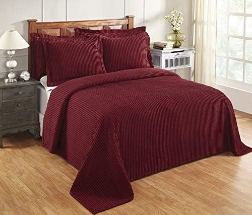 Better Trends Chenille Bedspread Set Burgundy 96x110 with 2 Shams