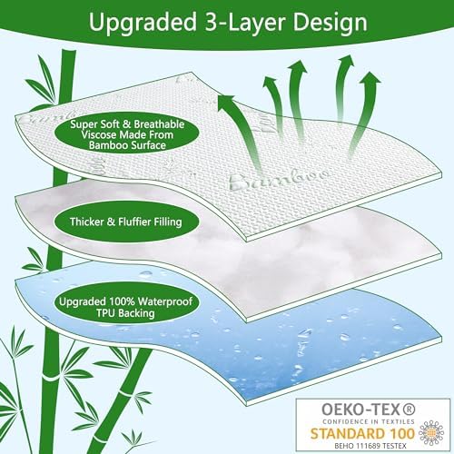 GOONIK Queen Mattress Protector Waterproof with Bamboo Viscose Cover
