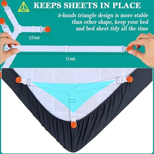 Tuyeabc Heavy Duty Adjustable Sheet Straps with Clips