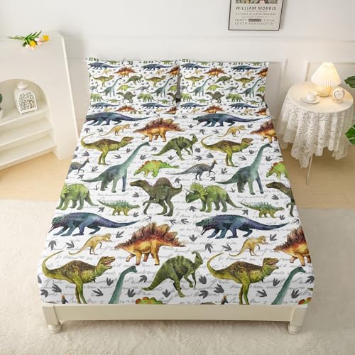 QOOMO Dinosaur Kids Sheet Set Twin Size 4-Piece