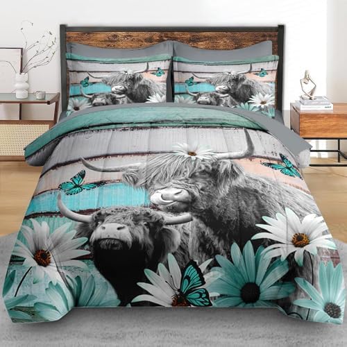 Pamnest Comforter Set Queen Size with Flower Daisy Design